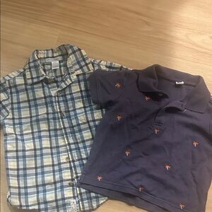 Kid’s Janie and Jack Blue Plaid and Navy Kids Shirt Set